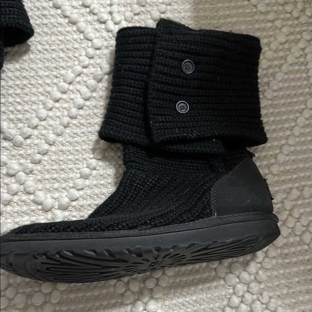 Black Knit UGG Button Boots